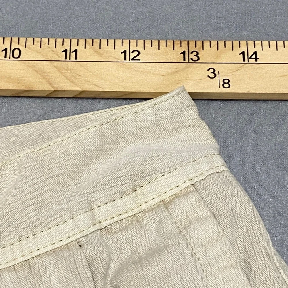 Free People Women's 2 Beige Herringbone Wide Leg‎ Pleated Trousers High Rise